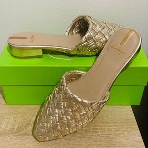 Sam Edelman Page Gold Woven Mules, Size 7